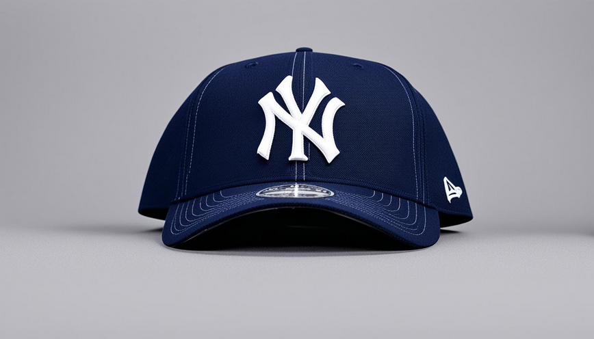 a blue hat with a white logo on it